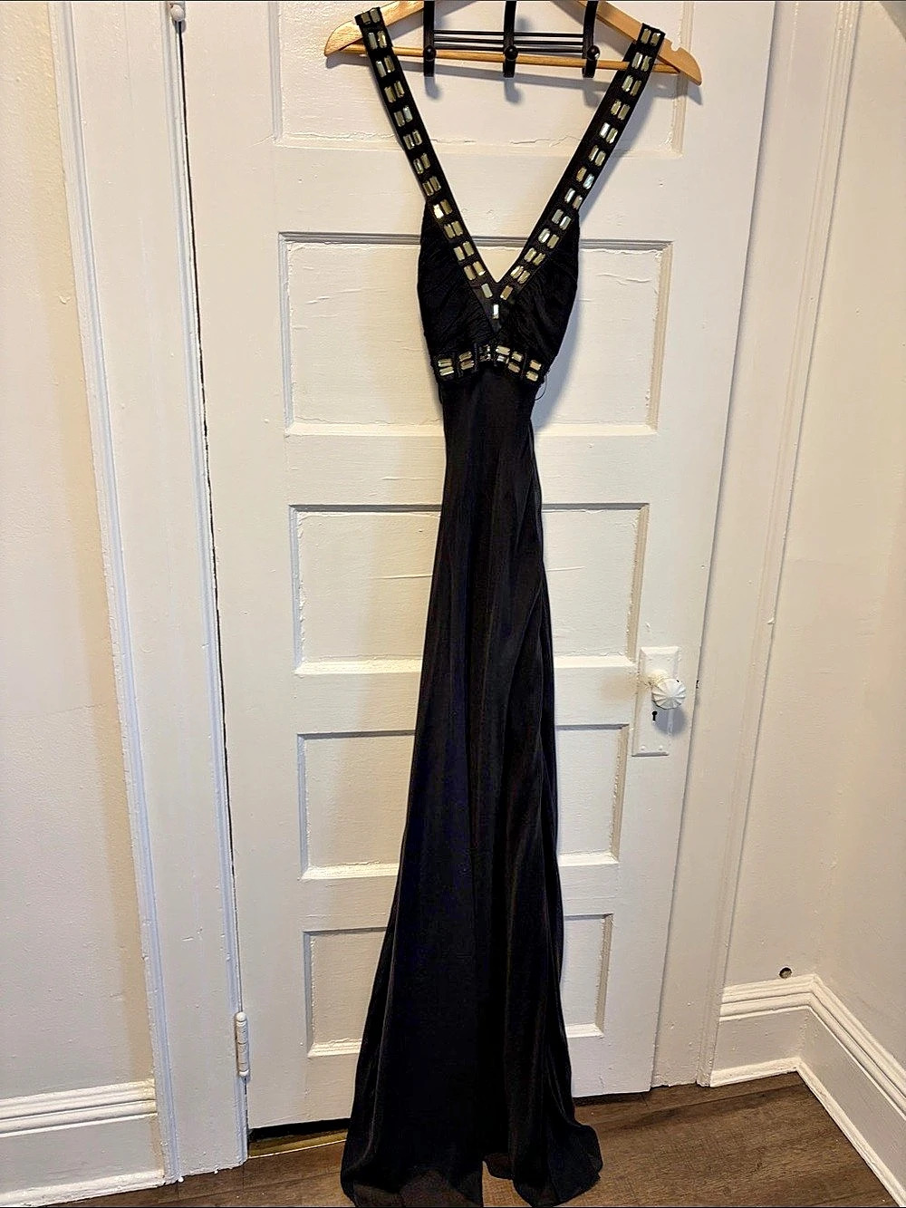 Laundry by Shelli Segal Black Embellished Maxi Dress Size 6 Like New